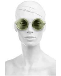 The Row Leather Trimmed Round Frame Acetate And Metal Sunglasses