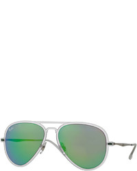Ray-Ban Mirror Matte Clear Aviator Sunglasses Green