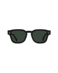 Raen Rece 51mm Polarized Square Sunglasses In Crystal Black Green Polar At Nordstrom