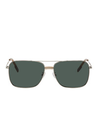 Kenzo Silver And Green Aviator Sunglasses