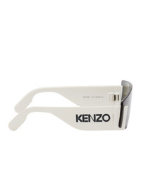 Kenzo White And Green Shield Sunglasses