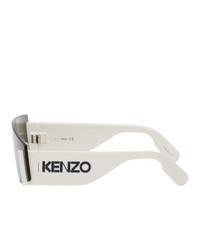 Kenzo White And Green Shield Sunglasses