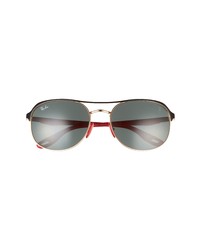 Ray-Ban X Ferrari 58mm Rectangular Sunglasses In Black On Aristadark Green At Nordstrom