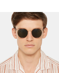 Moscot Zev Round Frame Tortoiseshell And Gold Tone Titanium Sunglasses