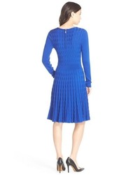 Eliza J Cable Knit Fit Flare Sweater Dress