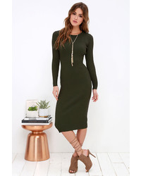 LuLu*s Simply Smitten Olive Green Sweater Dress