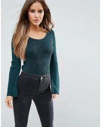 Asos Petite Petite Sweater With Extreme Cross Back In Rib