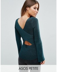 Asos Petite Petite Sweater With Extreme Cross Back In Rib