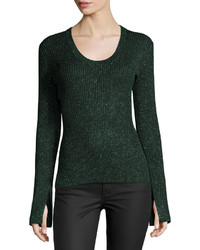 Apiece Apart Vistas Metallic Ribbed Sweater Green