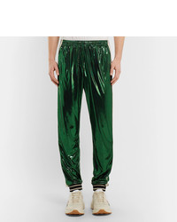 Gucci Tapered Webbing Trimmed Coated Jersey Track Pants