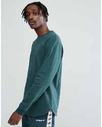 ASOS DESIGN Asos Longline Sweatshirt With Curved Hem In Green