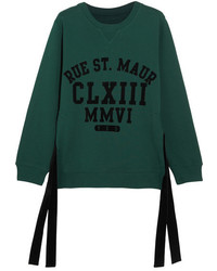 MM6 MAISON MARGIELA Flocked Cotton Jersey Sweatshirt Emerald