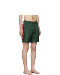 Gucci Green Logo Stripe Swim Shorts