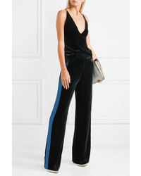 Dion Lee Open Back Chiffon Paneled Velvet Camisole Forest Green