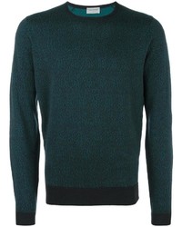 Dark Green Textured Crew-neck Sweater