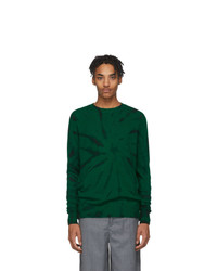 Dark Green Tie-Dye Crew-neck Sweater
