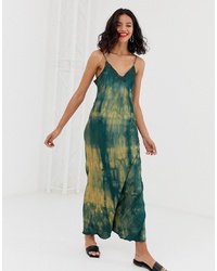 Other Stories Tie Dye Midi Slip Dress In Green And Yellow