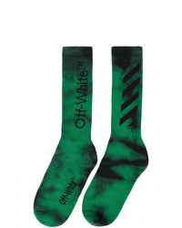 Off-White Green And Black Tie Dye Diag Socks