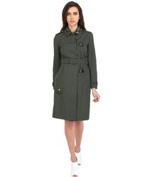 Burberry Embellished Cotton Blend Trench Coat