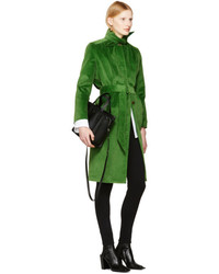 Balenciaga Green Velour Scarf Trench Coat