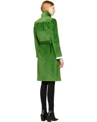 Balenciaga Green Velour Scarf Trench Coat