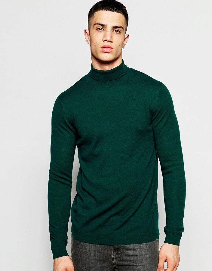 Asos Brand Merino Wool Roll Neck Sweater, $48 | Asos | Lookastic