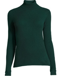 Neiman Marcus Cashmere Basic Turtleneck Sweater Green