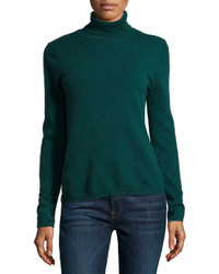 Neiman Marcus Cashmere Turtleneck Sweater Green