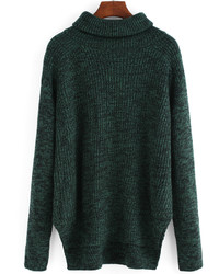 Turtleneck High Low Slit Sweater