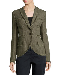 Escada Two Button Tweed Jacket W Fringe