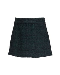 Dark Green Tweed Mini Skirt