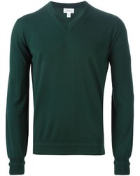 Men's Dark Green V-neck Sweaters by Brioni | Lookastic