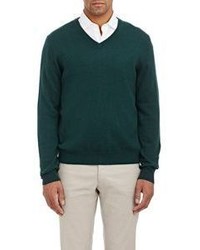 Piattelli Cashmere V Neck Sweater Green Size Large