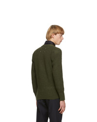 Maison Margiela Green Gauge Half Cardigan Sweater