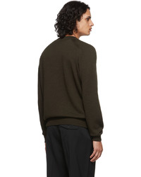 Drake's Khaki Merino Wool V Neck Sweater