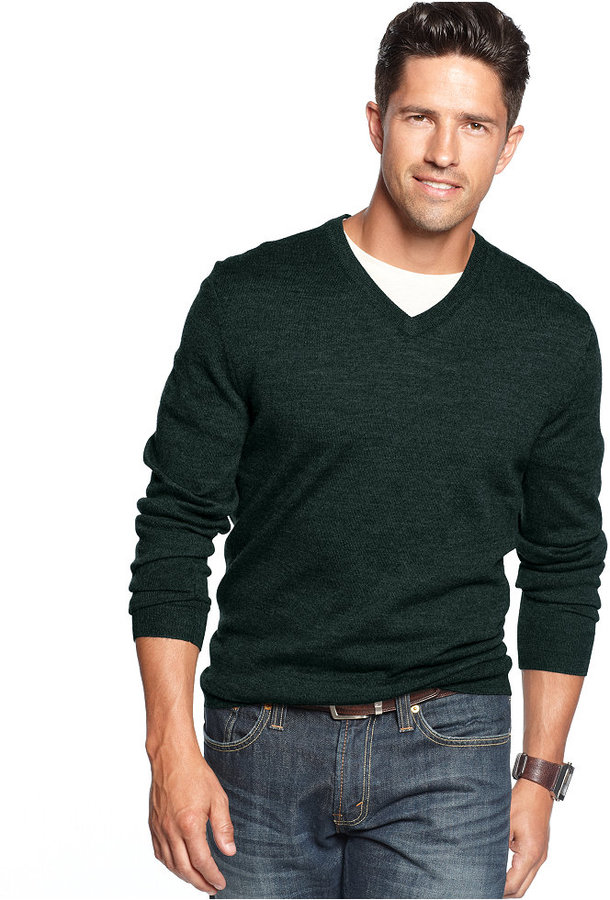 Club Room Merino Blend V Neck Sweater, $75 | Macy's | Lookastic