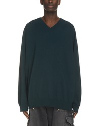 Balenciaga Oversize V Neck Cashmere Sweater In Green At Nordstrom