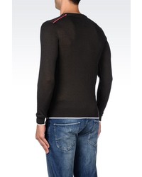 Armani Jeans V Neck Jumper In Wool And Viscose