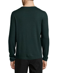 Neiman Marcus Wool V Neck Modern Fit Sweater Green Lake