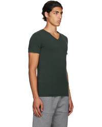 Ermenegildo Zegna Green Stretch Cotton V Neck T Shirt