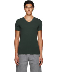 Ermenegildo Zegna Green Stretch Cotton V Neck T Shirt