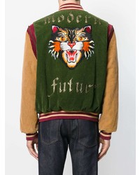 Gucci Angry Cat And Embroidered Bomber Jacket
