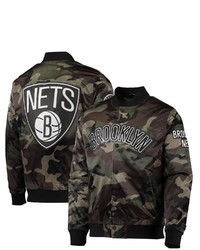 PRO STANDARD Camo Brooklyn Nets Satin Full Snap Jacket At Nordstrom