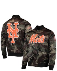 PRO STANDARD Camo New York Mets Satin Full Snap Jacket At Nordstrom