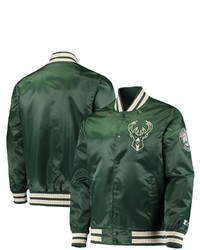 STARTE R Green Milwaukee Bucks The Diamond Classic Satin Full Snap Jacket