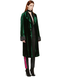 Haider Ackermann Green Velvet Long Coat