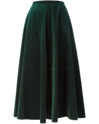 Dark Green Velvet Maxi Skirt