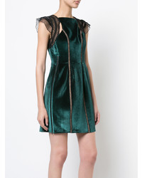 Self-Portrait Velvet Frill Shoulder Mini Dress