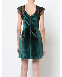Self-Portrait Velvet Frill Shoulder Mini Dress