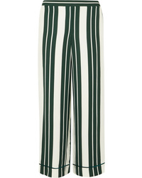 Dark Green Vertical Striped Dress Pants